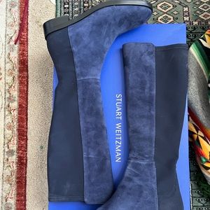 Stuart Weitzman navy blue suede boots size 8.5